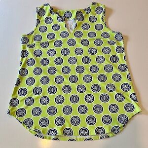 Lulu B lime green navy blue sleeveless top size small